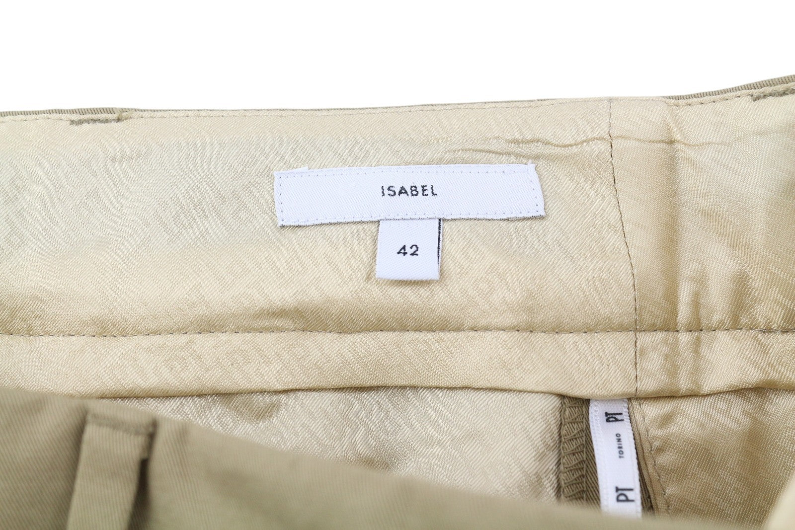 PT TORINO Isabel Women's Trousers 42 W28 Beige Linen Pleated Flared Fit RRP350