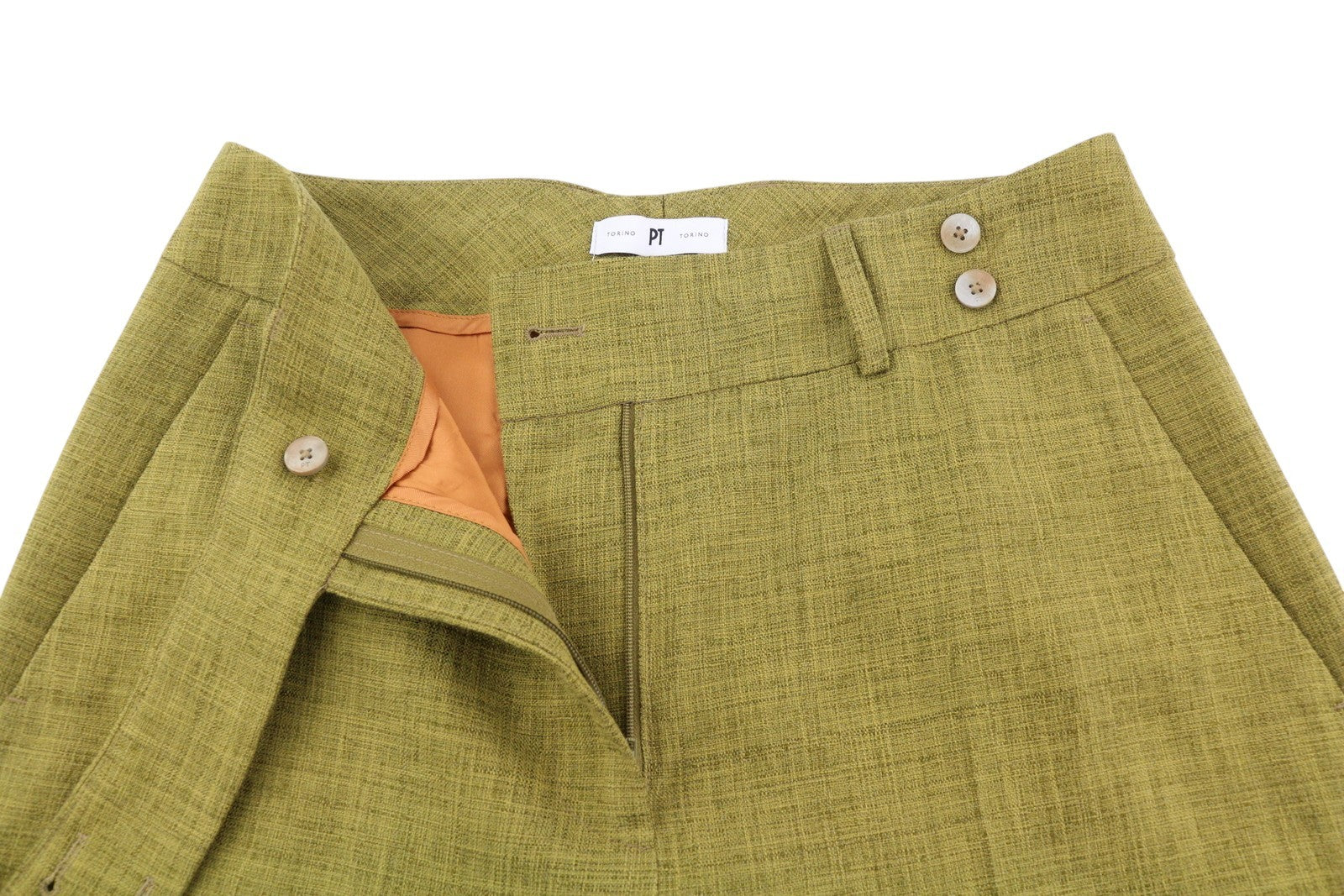 PT TORINO Judy Women's Trousers 42 W29 Green Patterned High Waist Flare