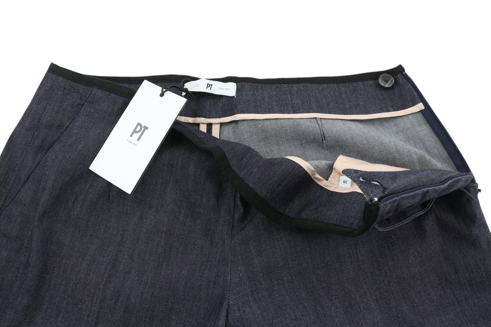 PT TORINO Women's Trousers 38 W29 Denim Look Dark Blue Flared High Waist