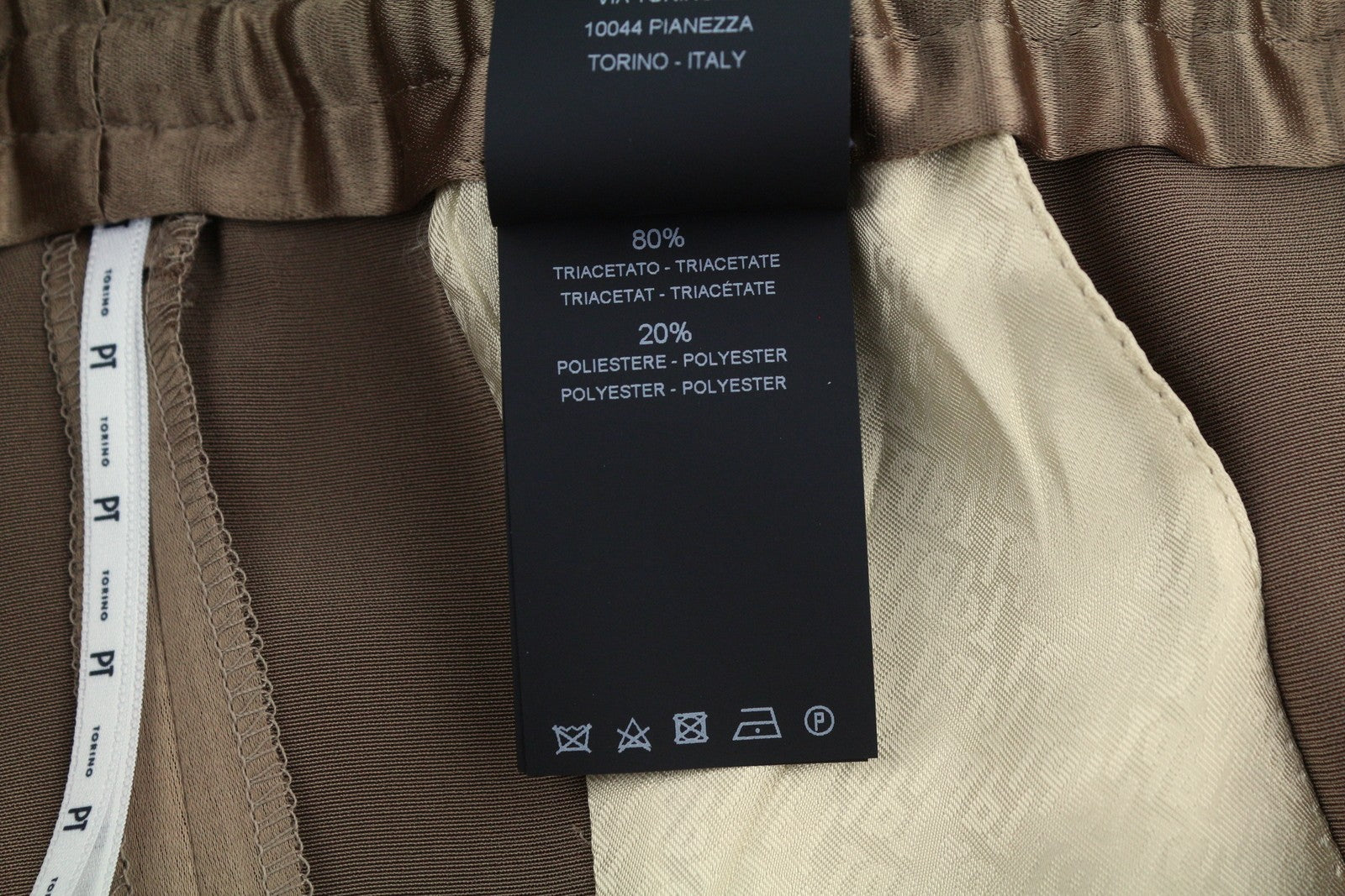 PT TORINO Lydia Women's Trousers 44 W31 Brown Shiny Flared Leg Elastic Waist