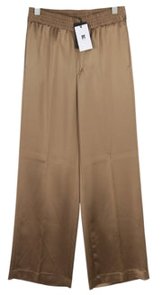 PT TORINO Lydia Women Trousers 40 W28 Brown Shiny Stretch Flare Elastic Waist