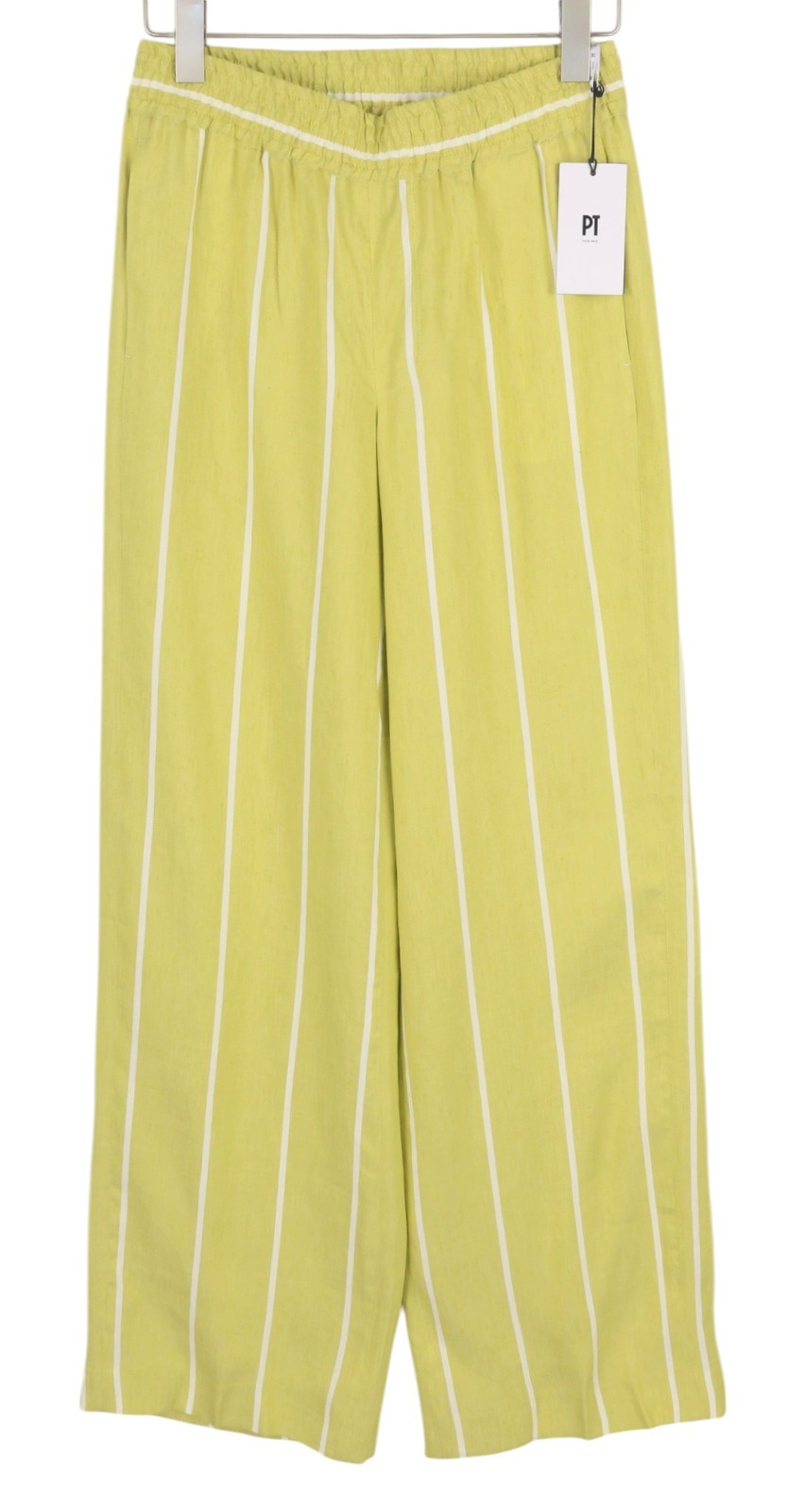 PT TORINO Lydia Women's Trousers 40 W29 Green Pinstripe Linen Blend Elastic