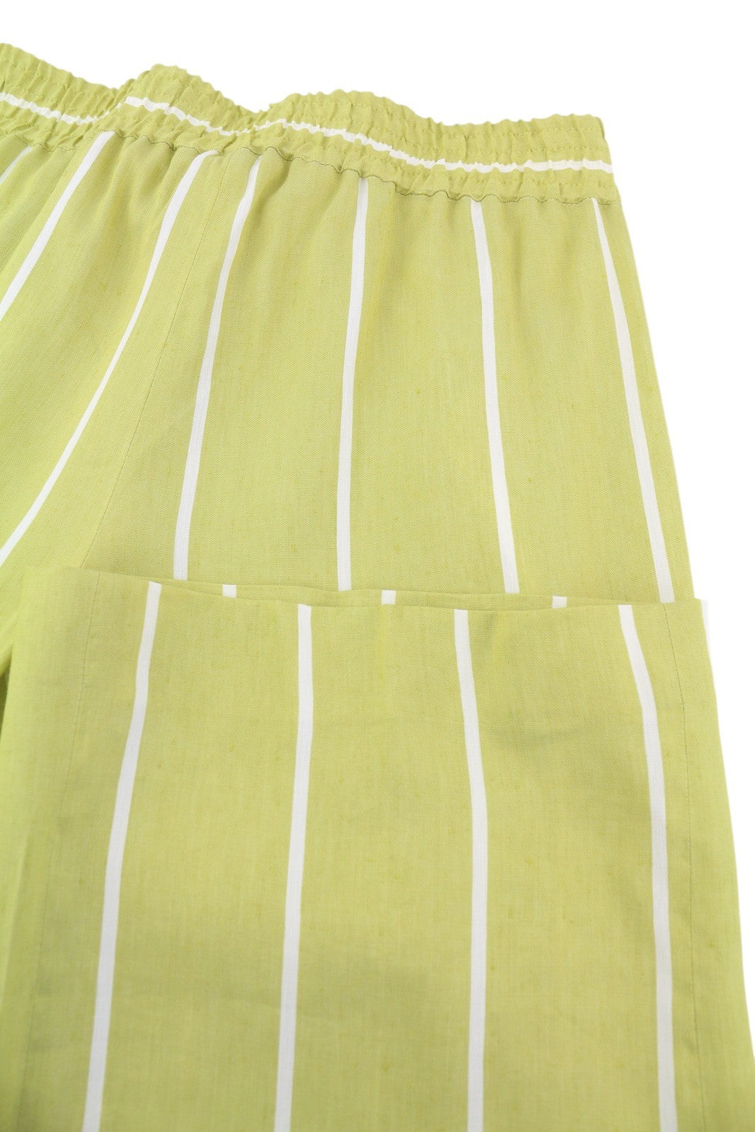 PT TORINO Lydia Women's Trousers 40 W29 Green Pinstripe Linen Blend Elastic