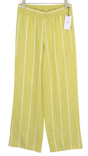 PT TORINO Lydia Women's Trousers 42 W30 Green Elastic Waist Pinstriped Linen