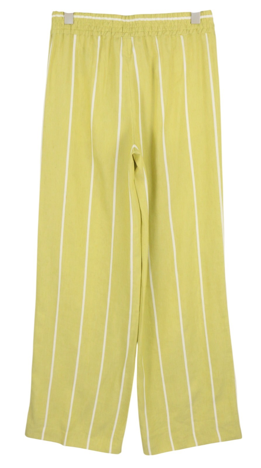 PT TORINO Lydia Women's Trousers 42 W30 Green Elastic Waist Pinstriped Linen