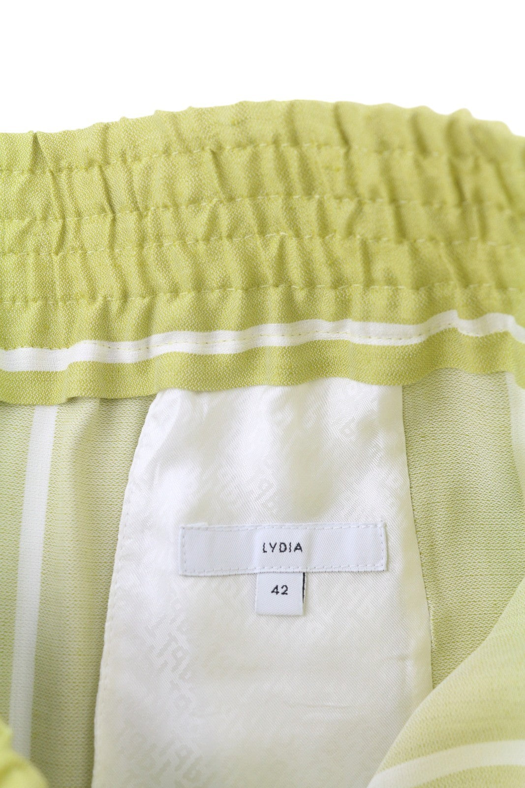 PT TORINO Lydia Women's Trousers 42 W30 Green Elastic Waist Pinstriped Linen