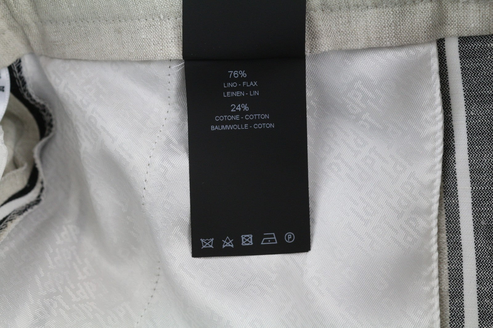 PT TORINO Ambra Women's Trousers 40 W29 Linen Pinstripe Turn-Up Light