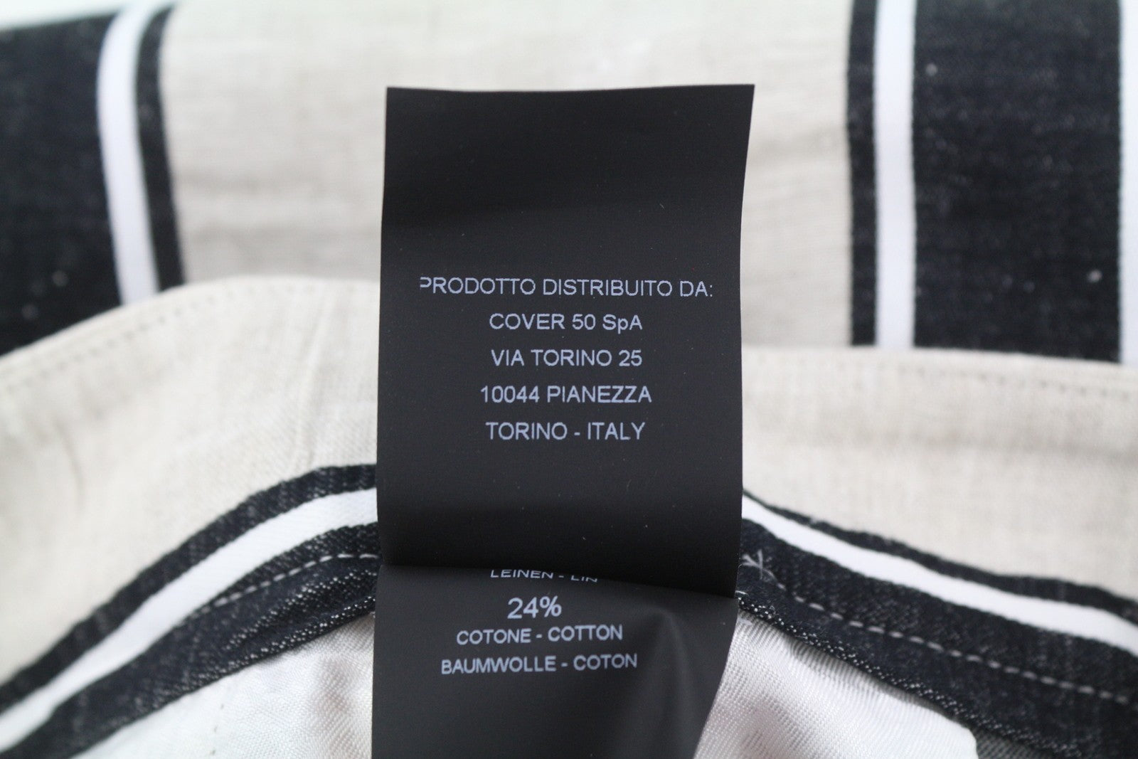 PT TORINO Ambra Women's Trousers 42 W30 Linen Blend Pinstripe Turn-Up Style