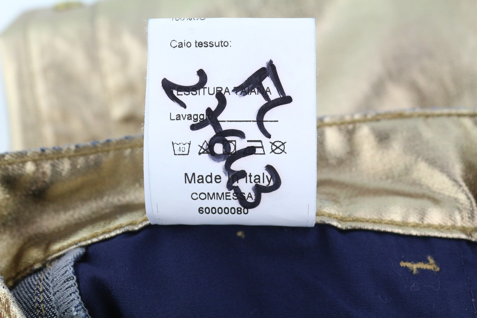 LIU JO Laminato Women's Trousers W28 Gold Shiny Slim Fit Zip Fly Snap Detail