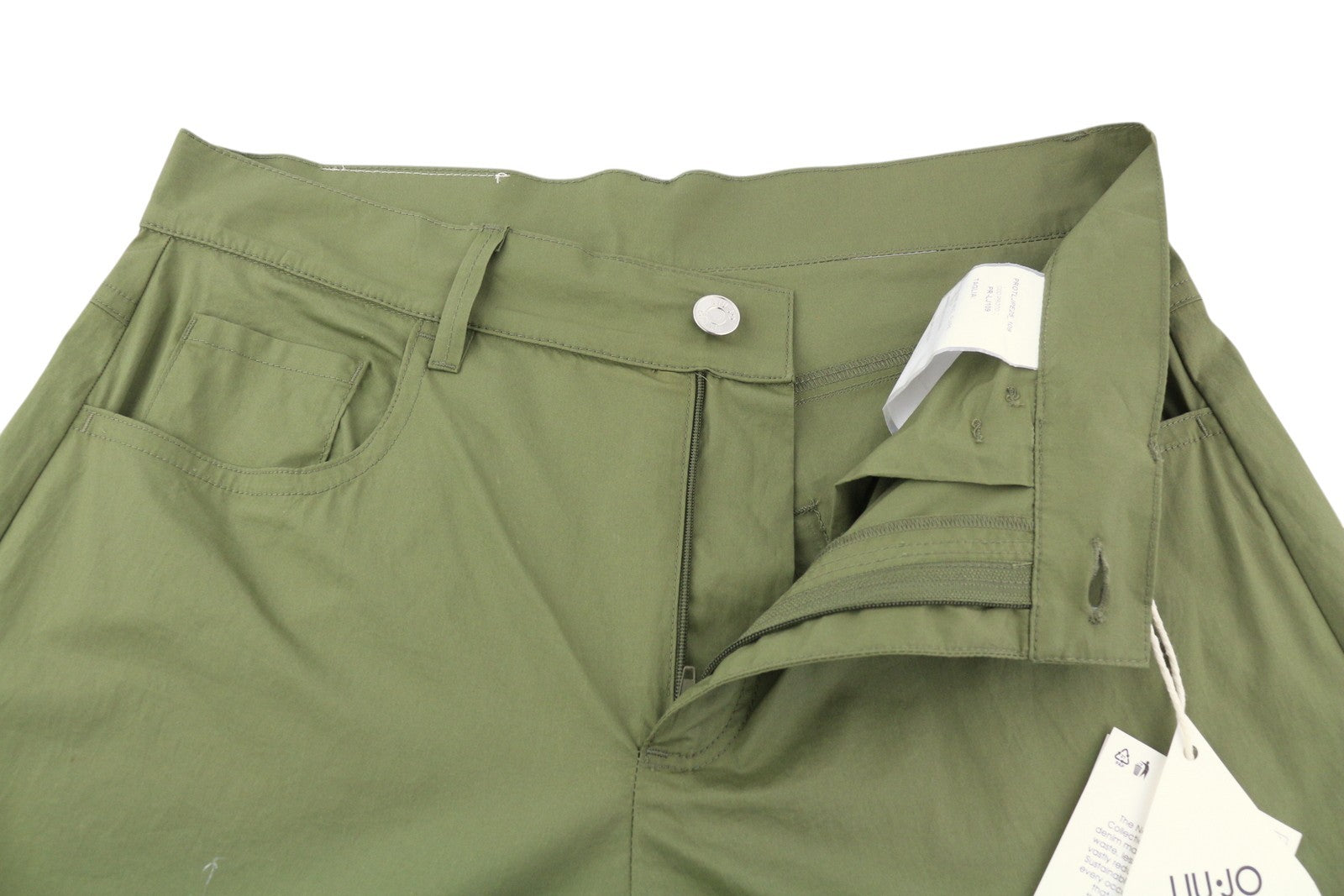 LIU JO Flare Utility Women's Trousers W30 Green Wide Leg Cargo Zip Fly