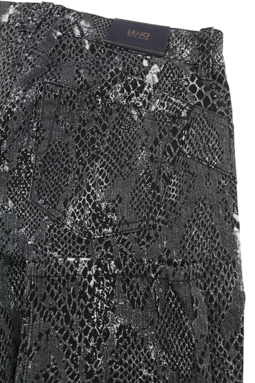 LIU JO Ideal Women's Trousers W28 Grey Skinny Fit Animal Print Ankle Zip