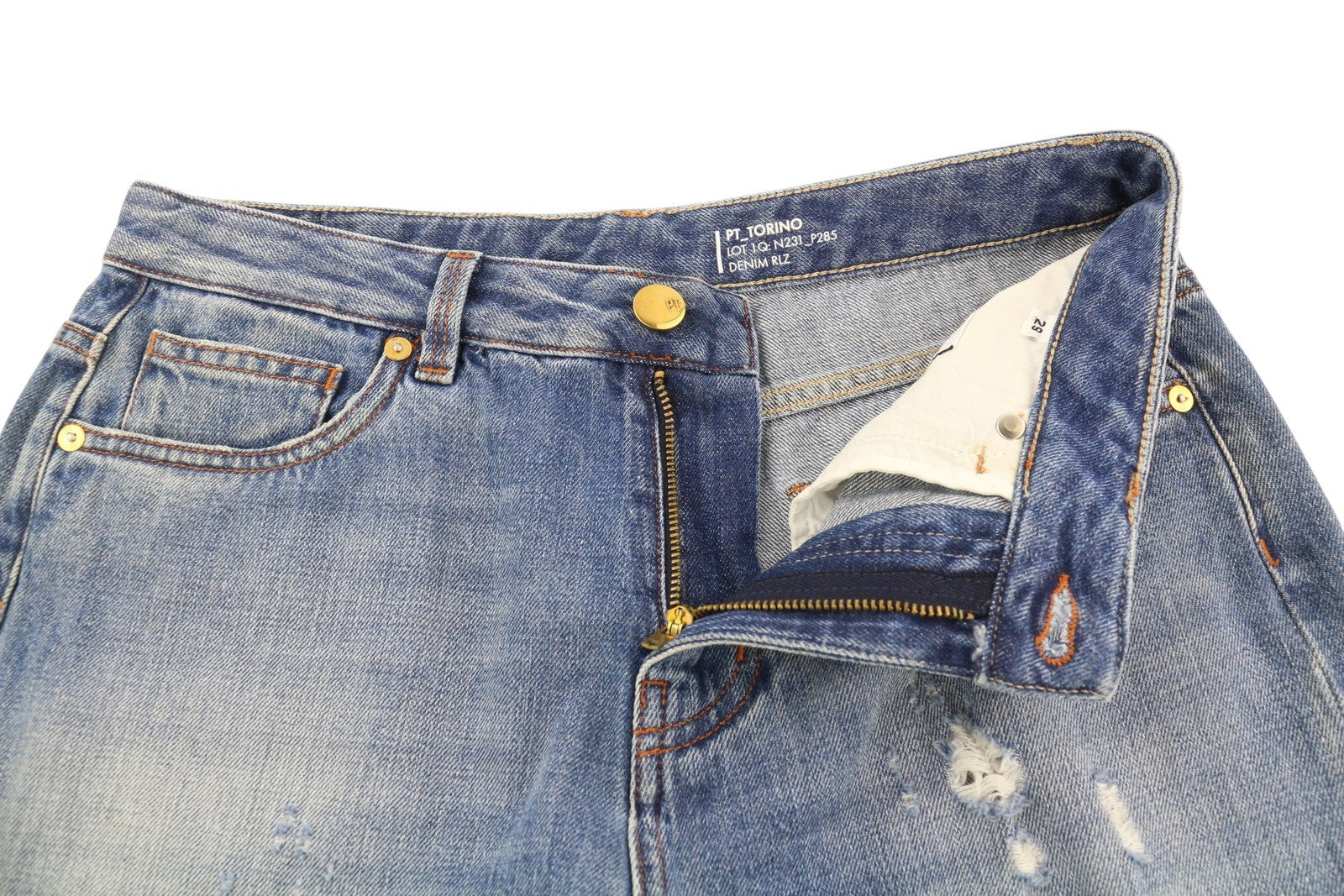 PT TORINO Tina Women's Jeans W29 Blue Denim Ripped Distressed Cropped