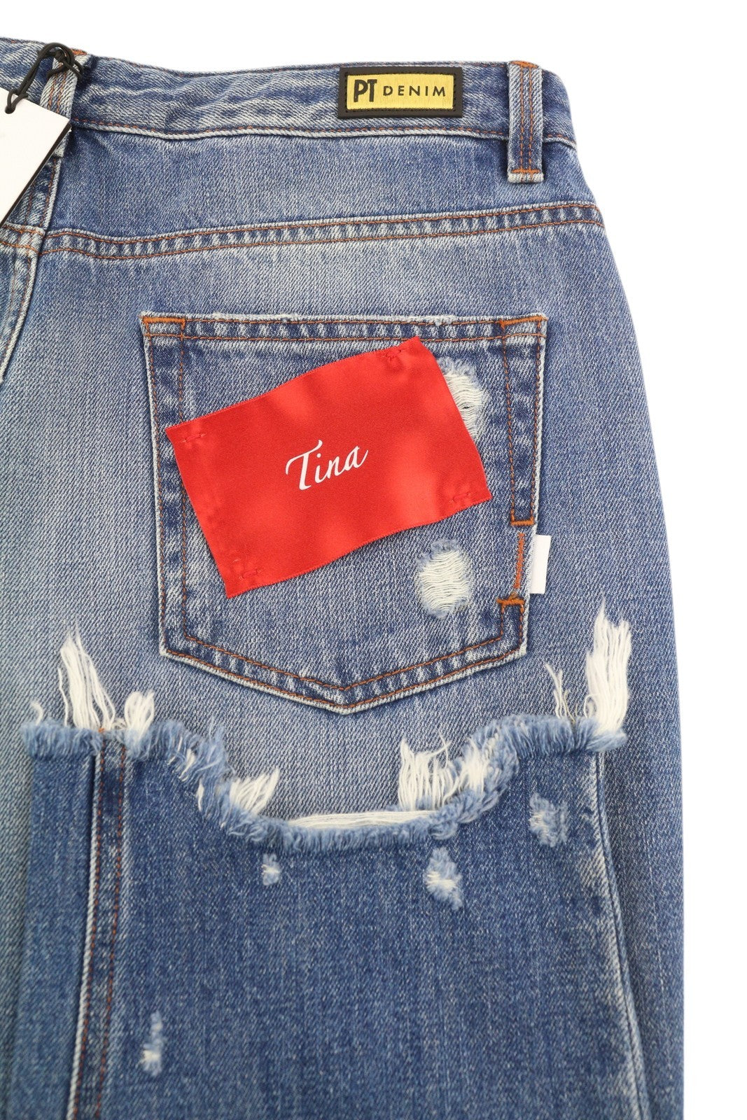 PT TORINO Tina Women's Jeans W29 Blue Denim Ripped Distressed Cropped