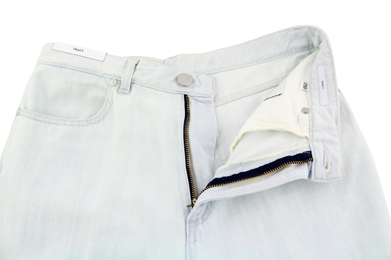 PT TORINO Tracy Women's Jeans W28 Blue Straight Zip Fly Cropped Denim