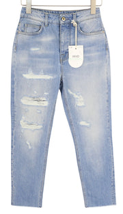 LIU JO Mom Women's Jeans W28 Blue Ripped Slim Fit Distressed Ankle