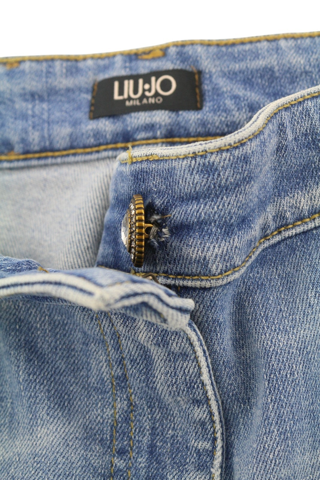 LIU JO Women's Jeans W28 Blue Distressed Painted Ripped Ankle Style