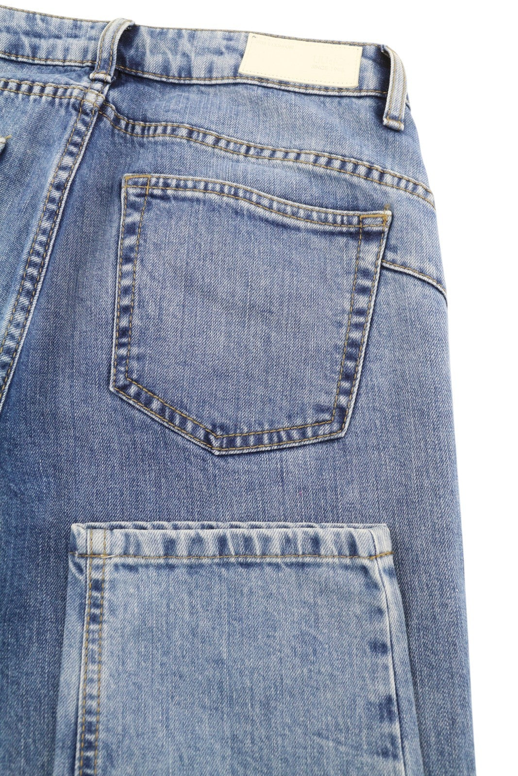 LIU JO Cute Women's Jeans W28 Blue Patterned Painted Skinny Leg Ankle