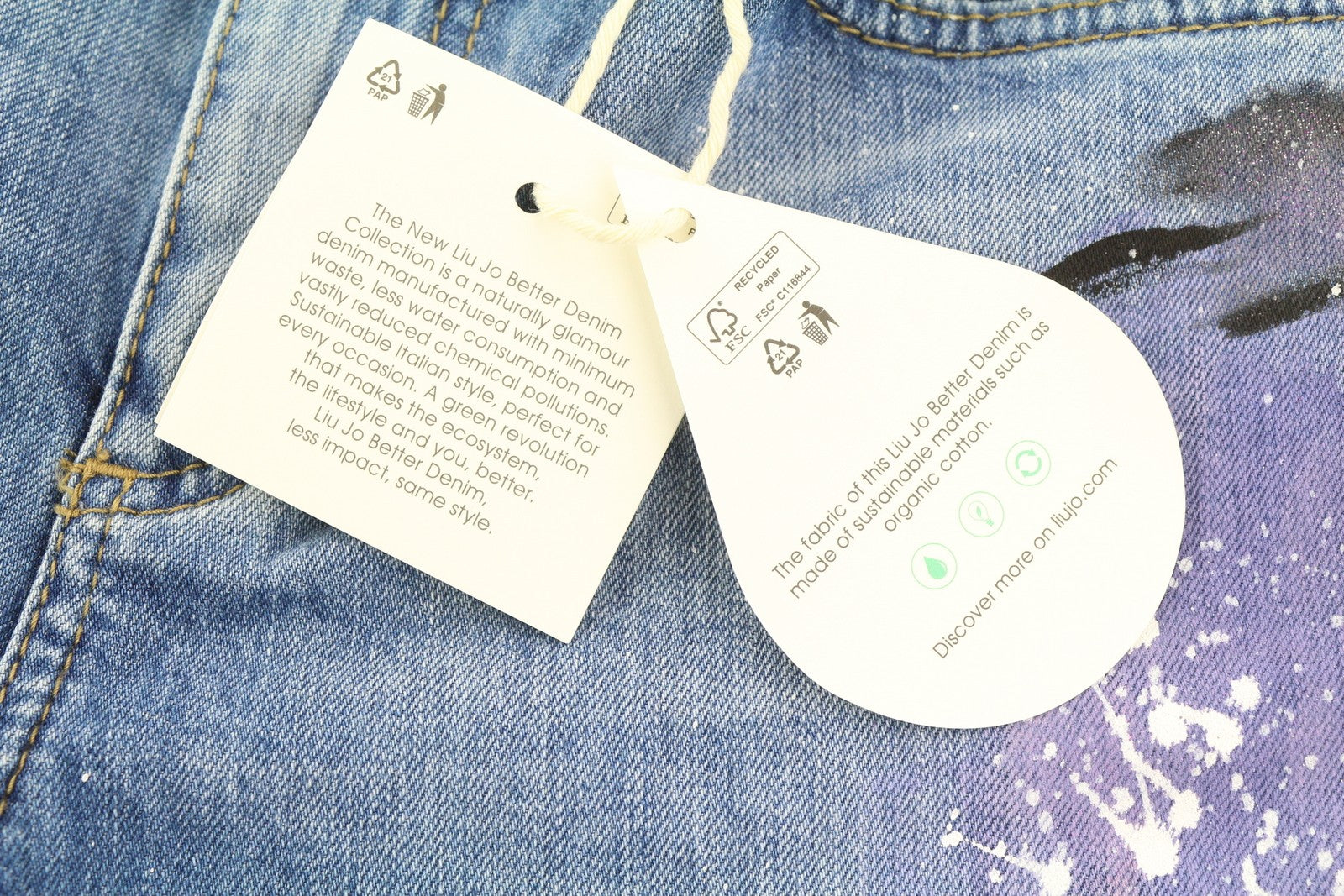 LIU JO Cute Women's Jeans W28 Blue Patterned Painted Skinny Leg Ankle