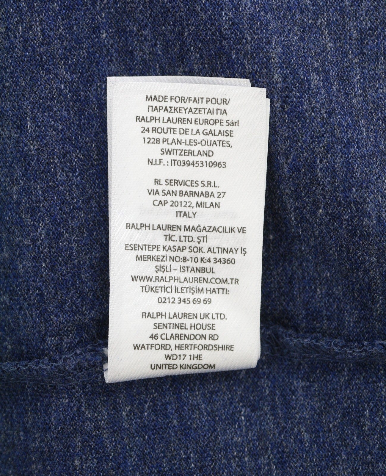 RALPH LAUREN Slim Fit Men Polos 2XL Melange Blue Embroidered Logo Short Sleeved