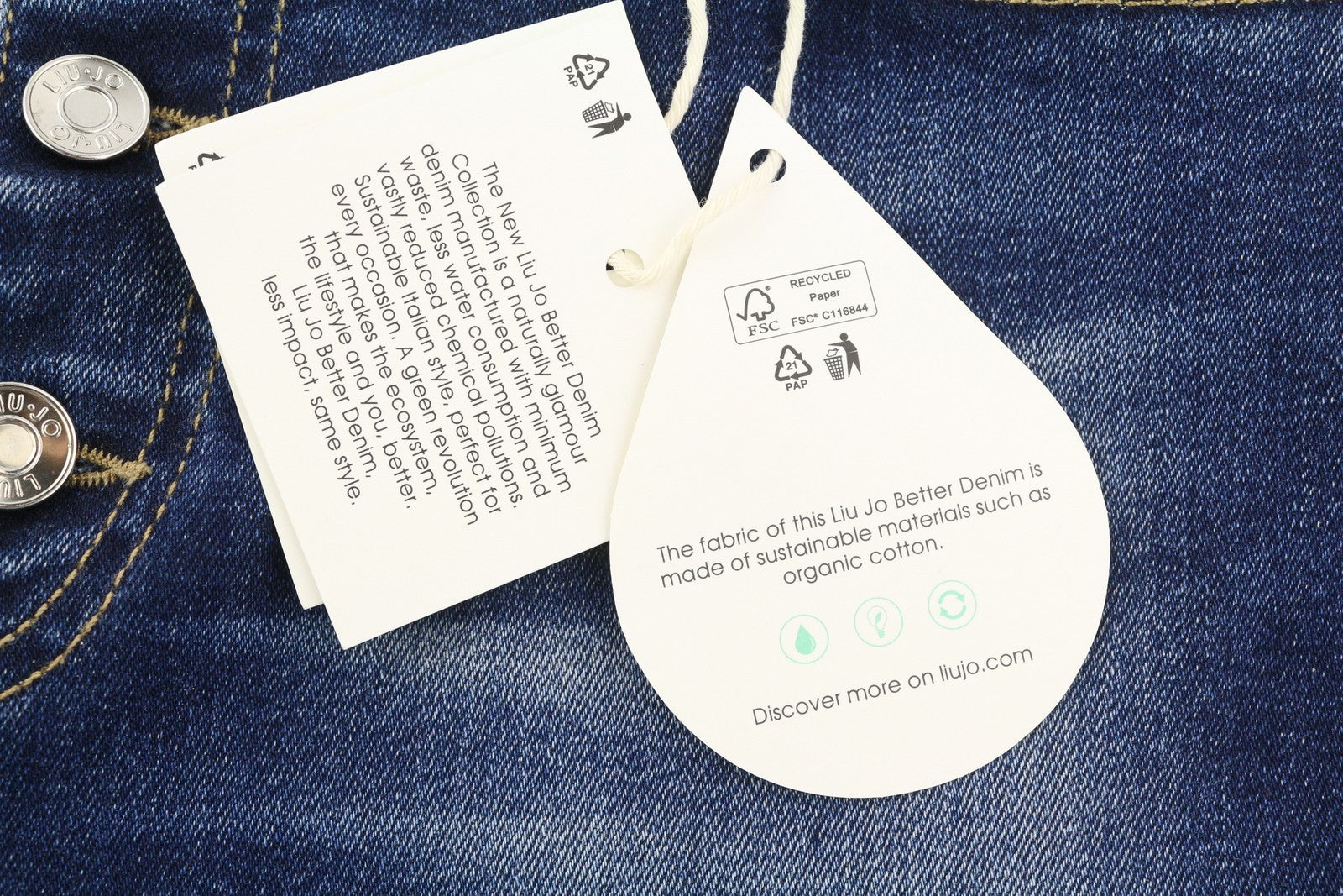 LIU JO Women's Jeans W28 Blue Straight Fit Tweed Hem Ankle Buttoned