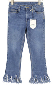 LIU JO Fly Women's Jeans W28 Blue Ripped Distressed Washed Ankle Zipper