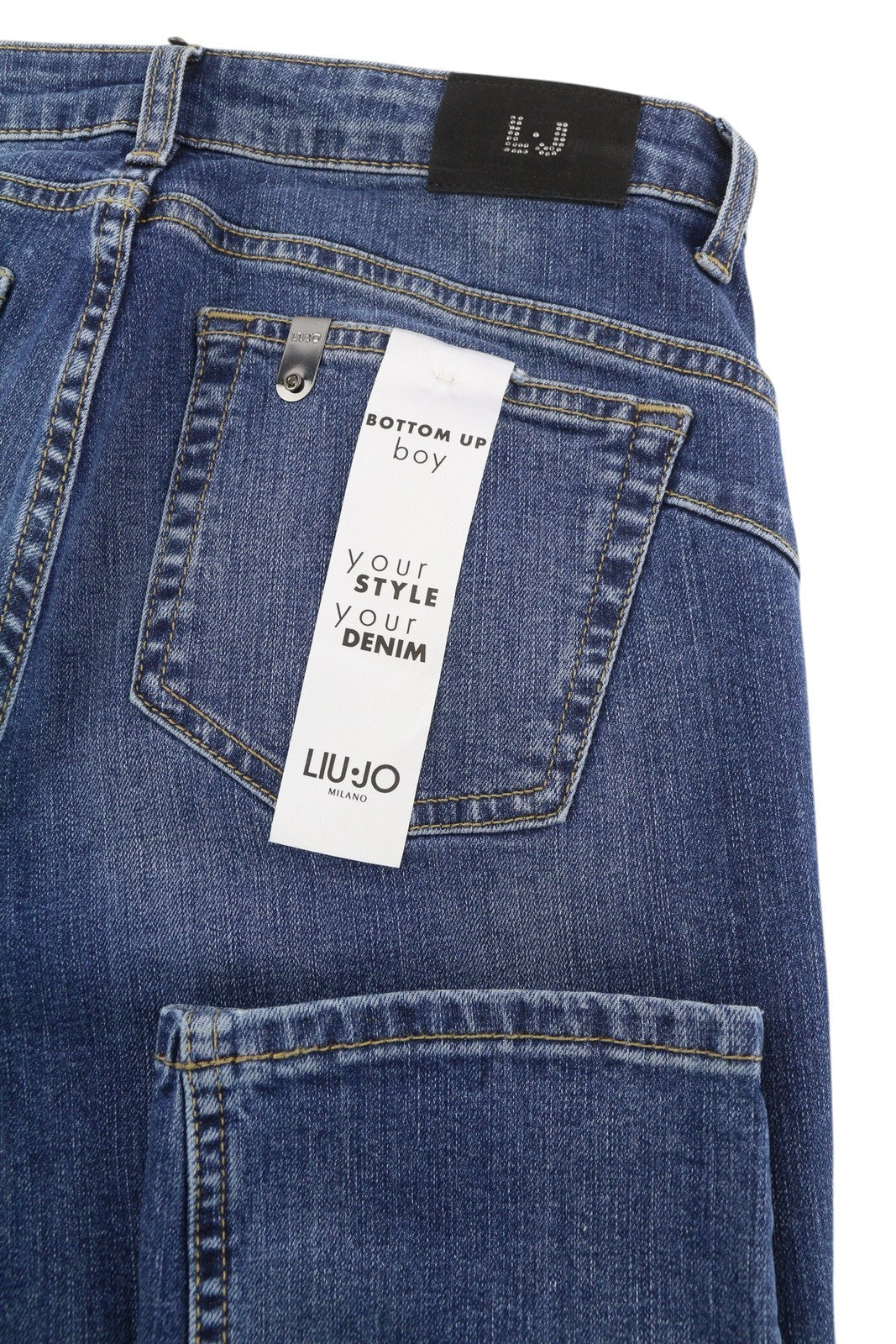 LIU JO Precious Women's Jeans W28 L30 Blue Washed Rhinestone Bottom Up