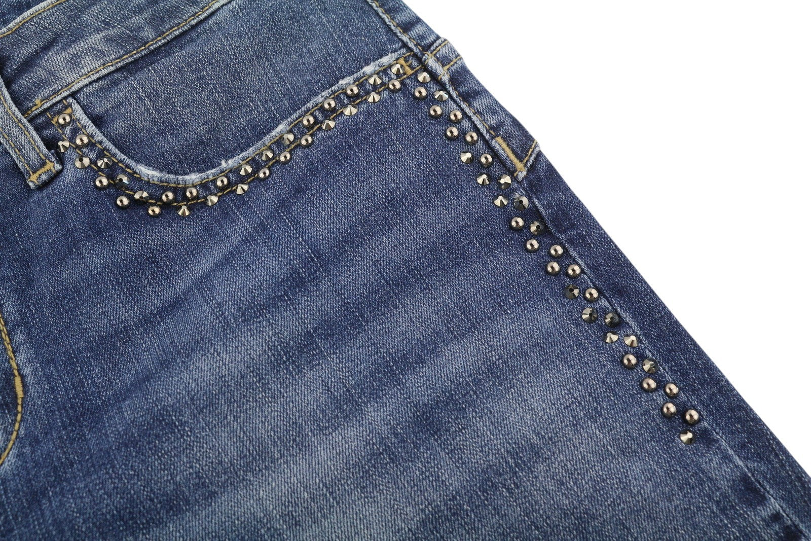 LIU JO Precious Women's Jeans W28 L30 Blue Washed Rhinestone Bottom Up