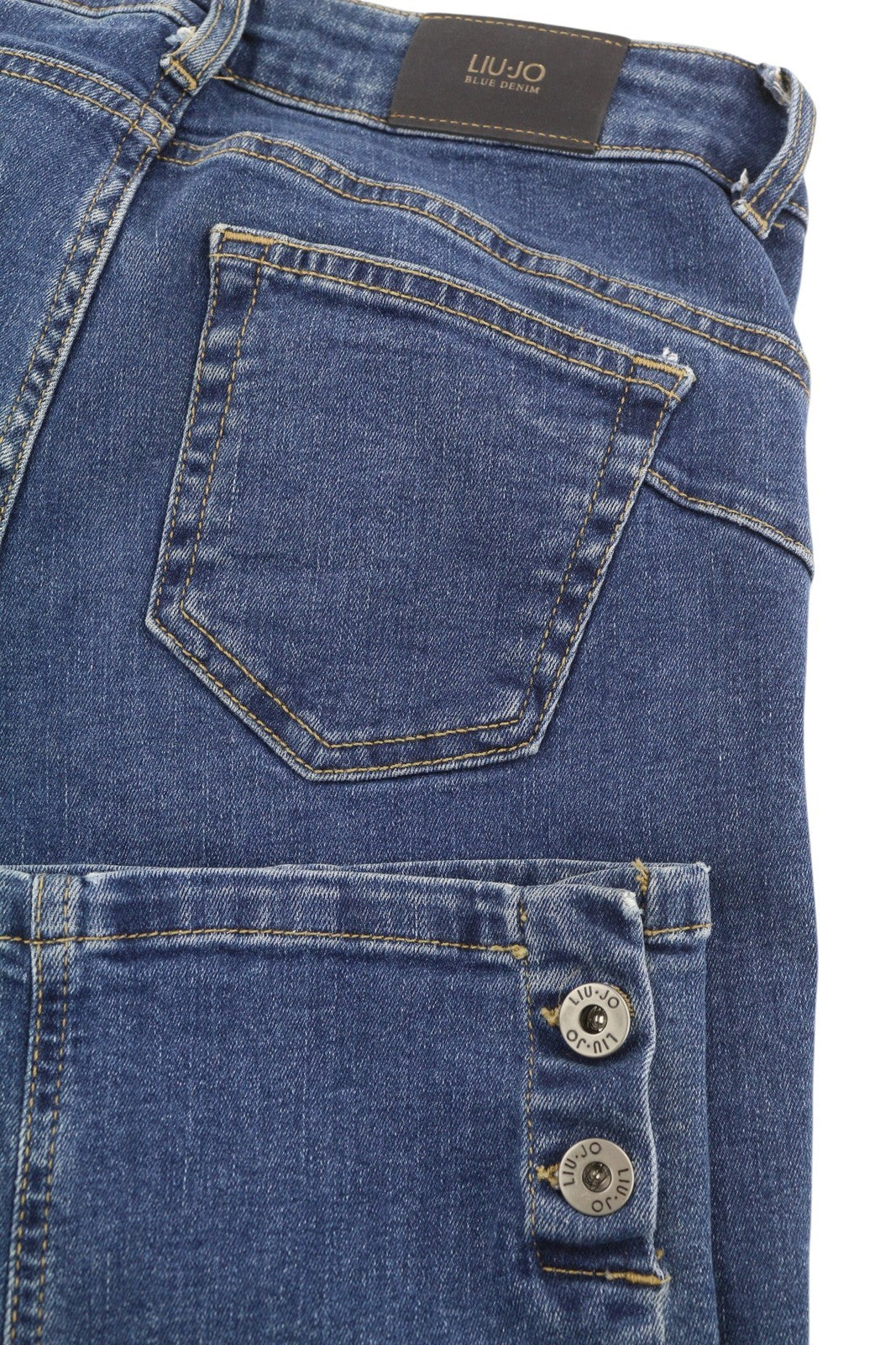 LIU JO Women's Jeans W29 Blue Washed Stretch Capri High Waist Regular