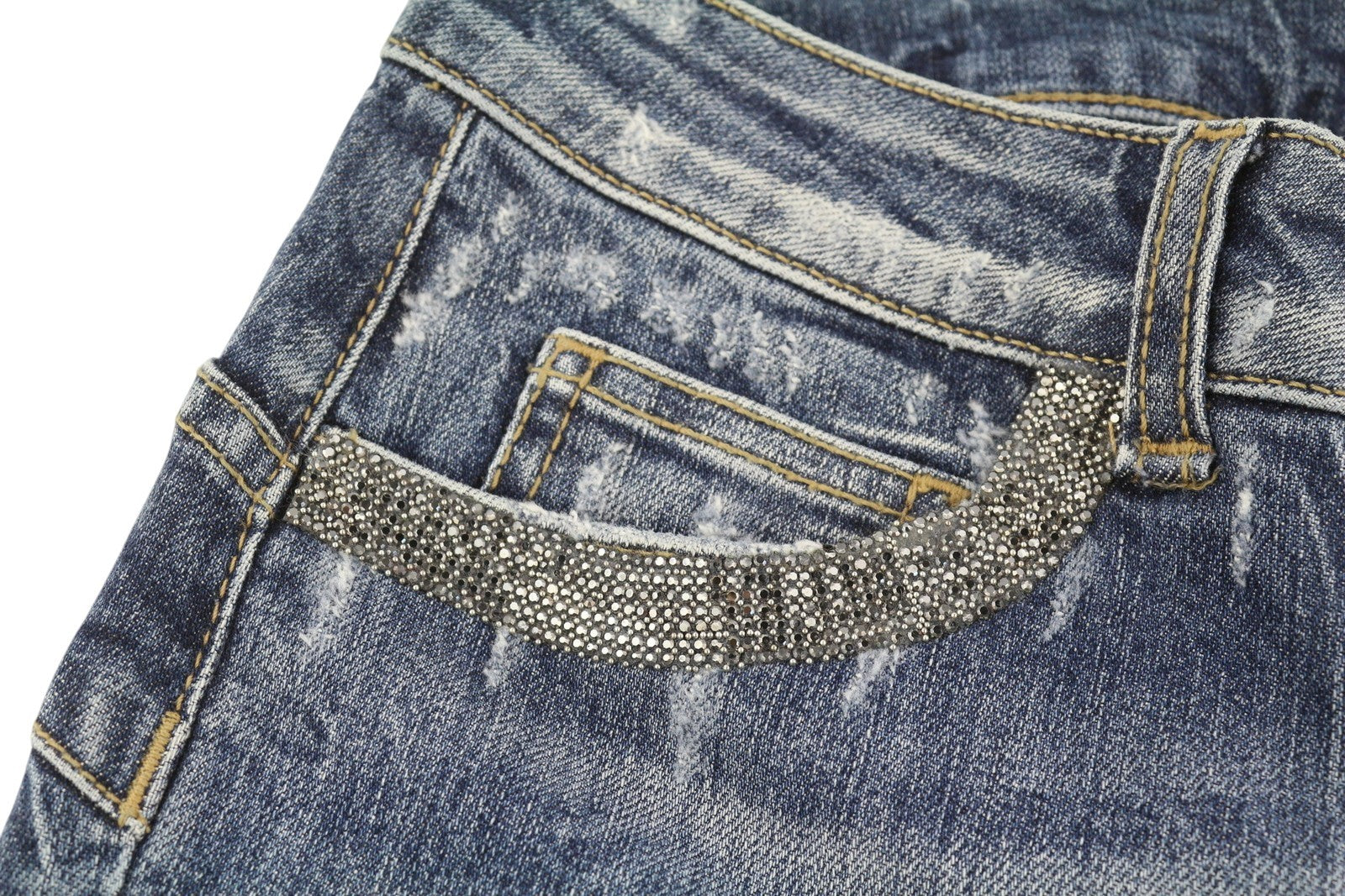 LIU JO Magnetic Women's Jeans W28 Blue Ripped Skinny Rhinestone Detail