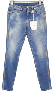 LIU JO Evita Women's Jeans W28 Blue Ripped Skinny Washed Logo Fit