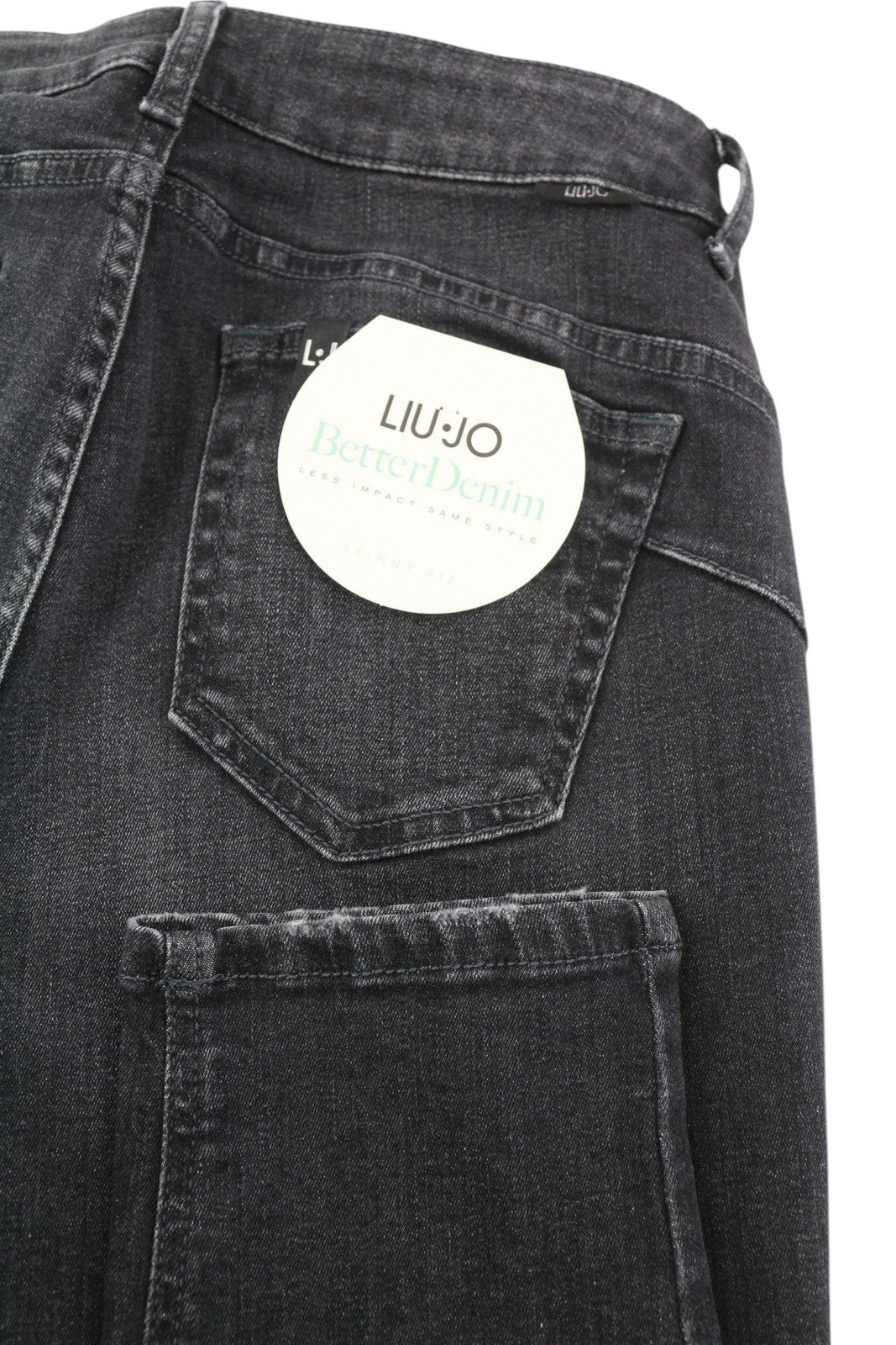 LIU JO Women's Jeans W31 L30 Black Washed Ripped Skinny Fit Logo