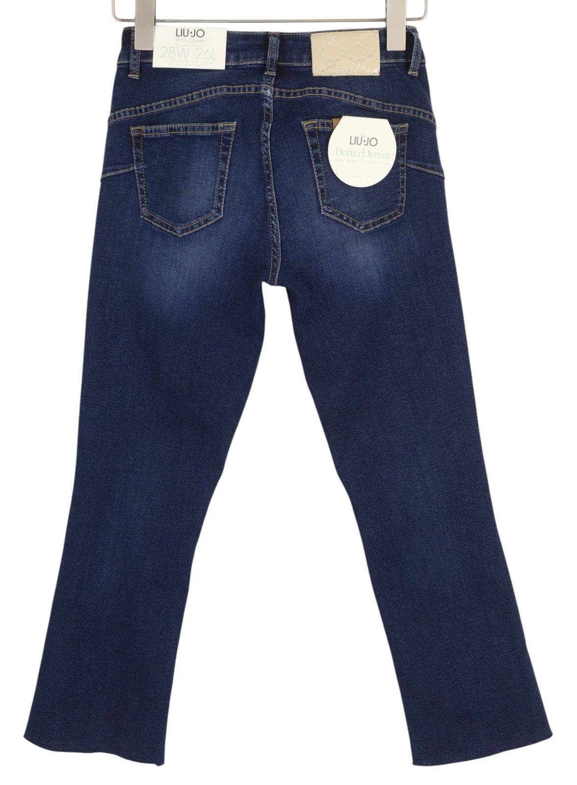 LIU JO Fly Women's Jeans W28 L26 Blue Distressed Bottom Up Ankle Fly