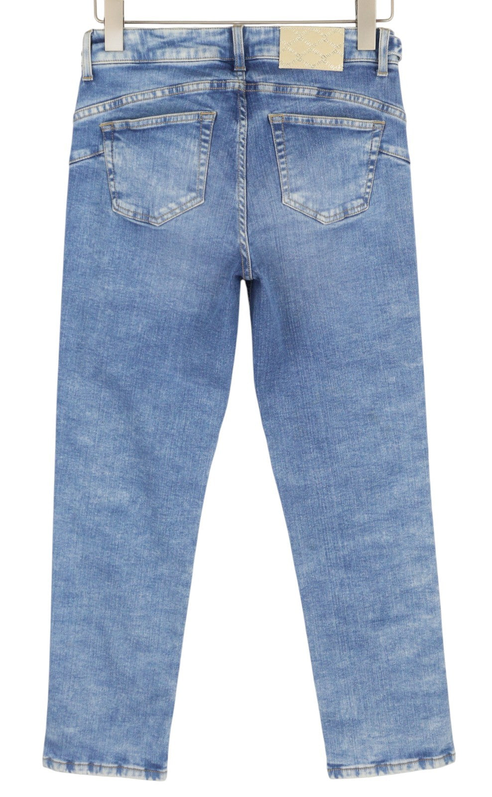 LIU JO Women's Jeans W30 L28 Blue Washed Belted Split Hem Zip Fly Slim