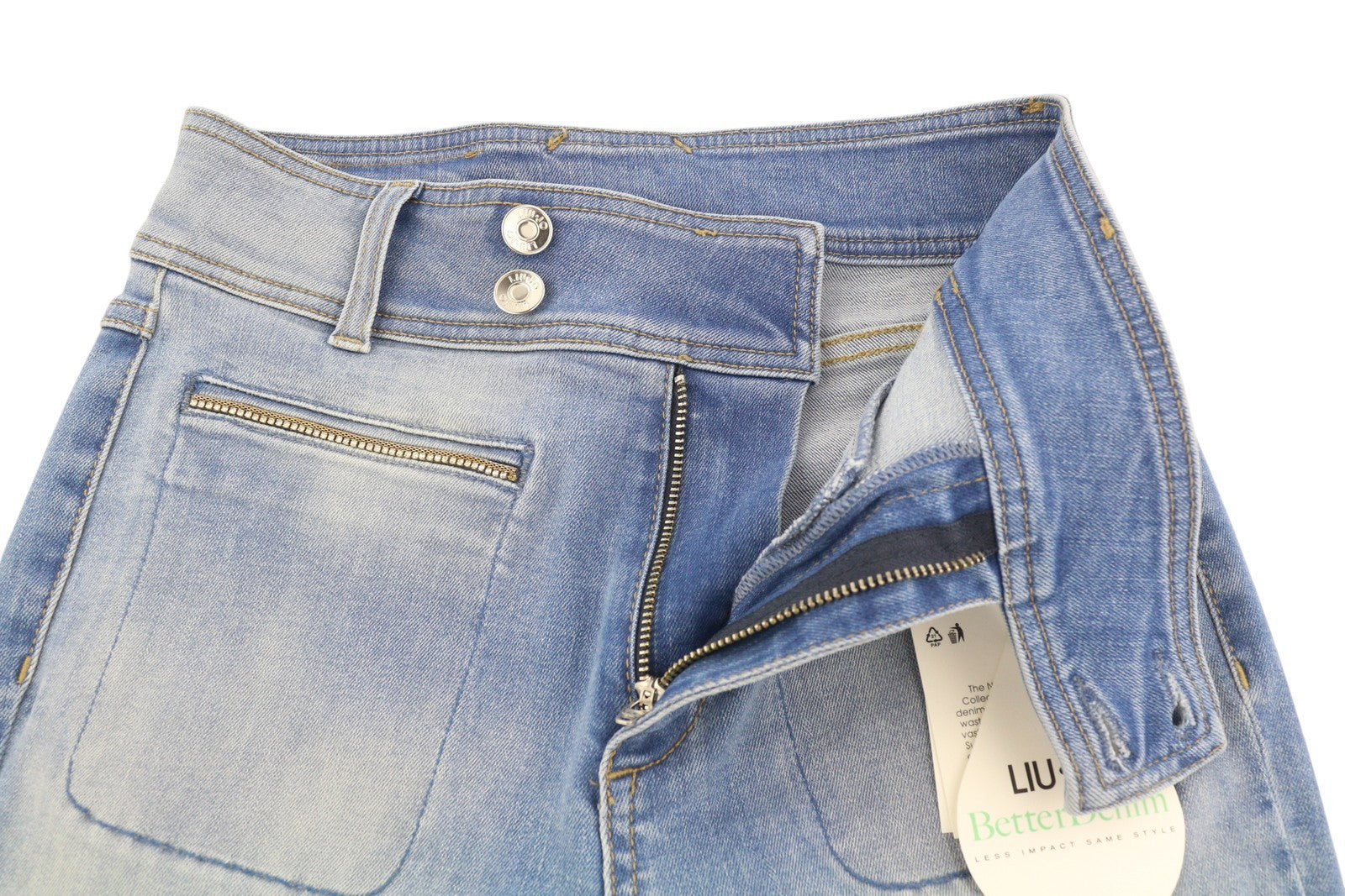 LIU JO Boot Cut Cropped Women's Jeans W28 Blue Washed High Waist Zip