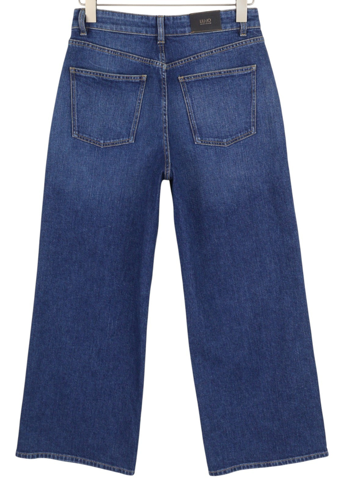 LIU JO Women's Jeans W27 Blue Washed Straight High Waist Zip Fly Logo