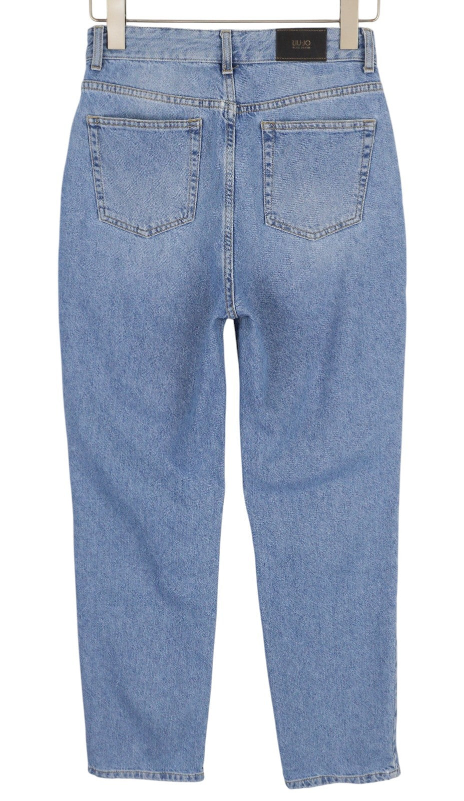 LIU JO Women's Jeans W28 Blue Ripped Distress High Waist Slim Cropped