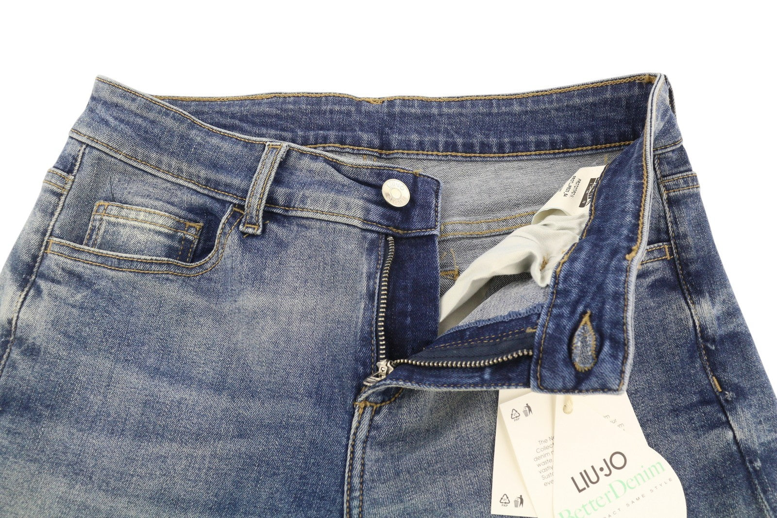 LIU JO Beat Low Women's Jeans W28 Blue Bootcut Fit Zip Fly Pockets