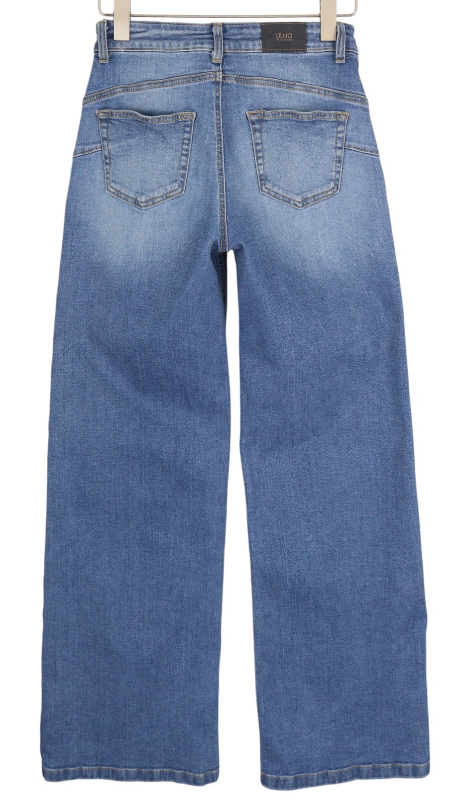 LIU JO Flare Pock Women's Jeans W28 Blue Washed Patch Pocket High Waist