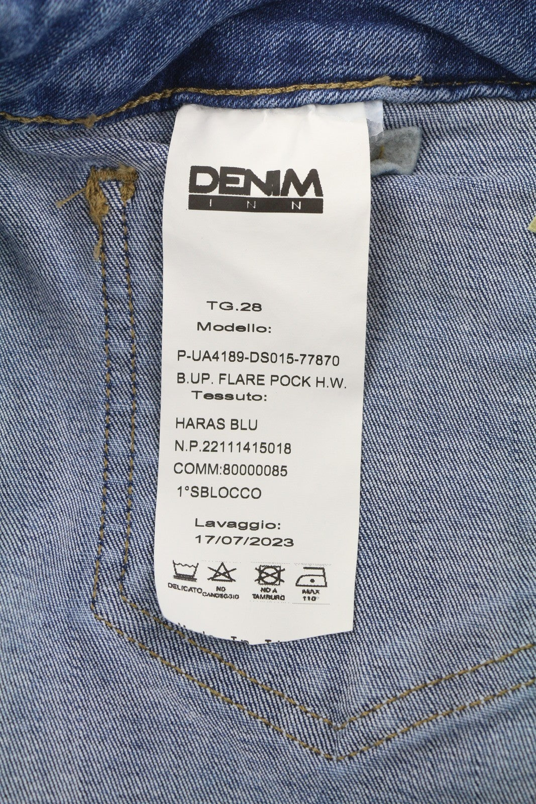 LIU JO Flare Pock Women's Jeans W28 Blue Washed Patch Pocket High Waist