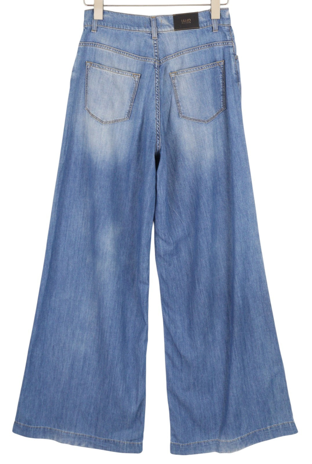 LIU JO Flare Women's Jeans W28 Blue Wide Leg High Waist Zip Fly Logo