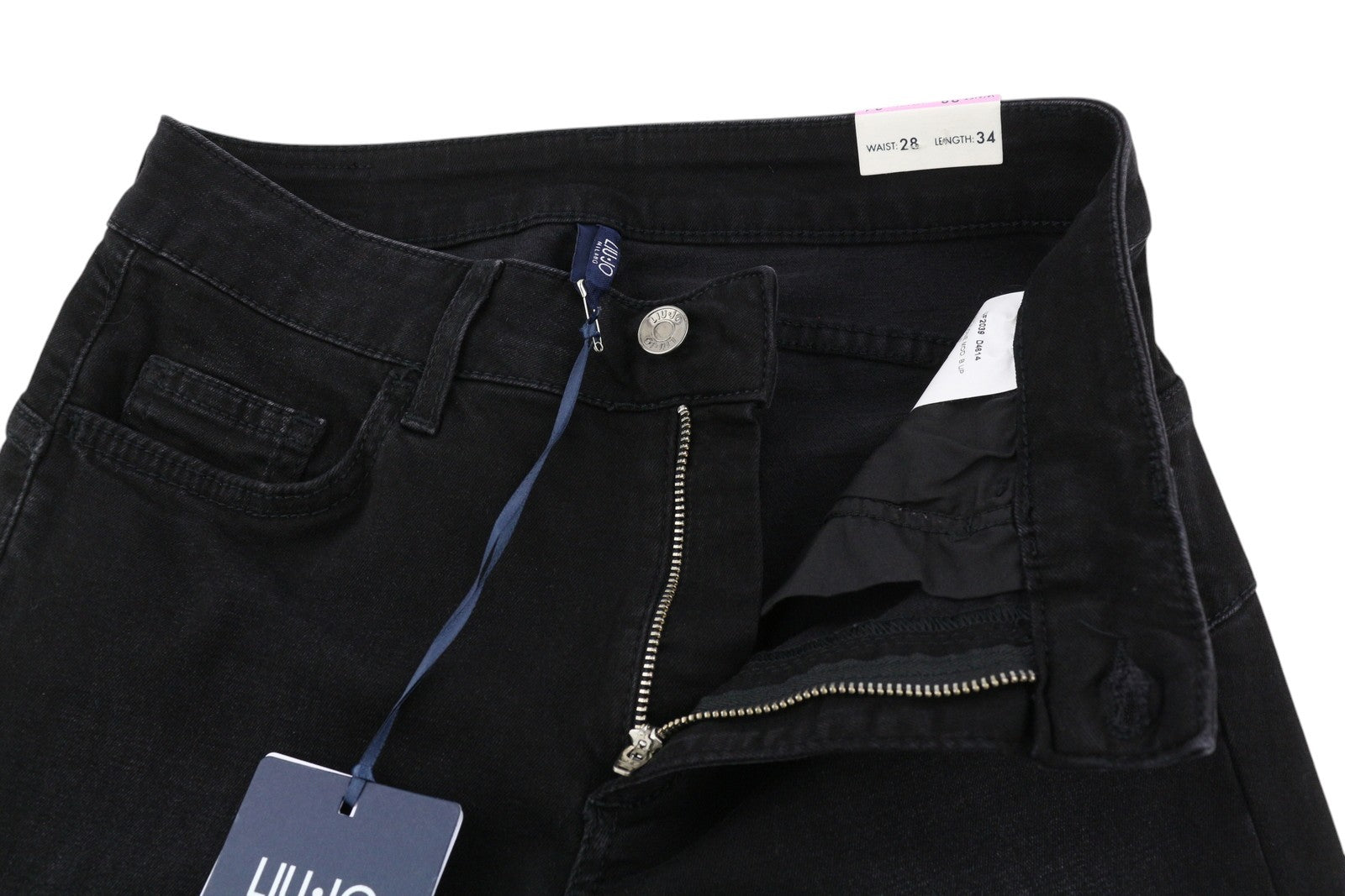 LIU JO Repot Women's Jeans W28 L34 Black Rhinestone Bootcut High Waist