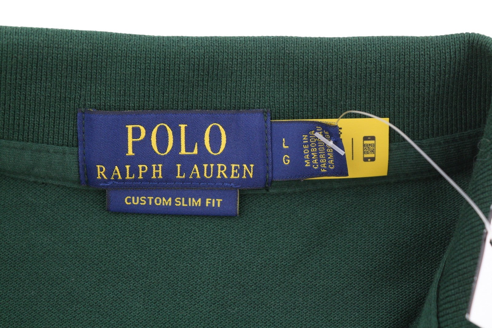 RALPH LAUREN Custom Slim Fit Men Polos L Green Embroidered Logo Short Sleeved