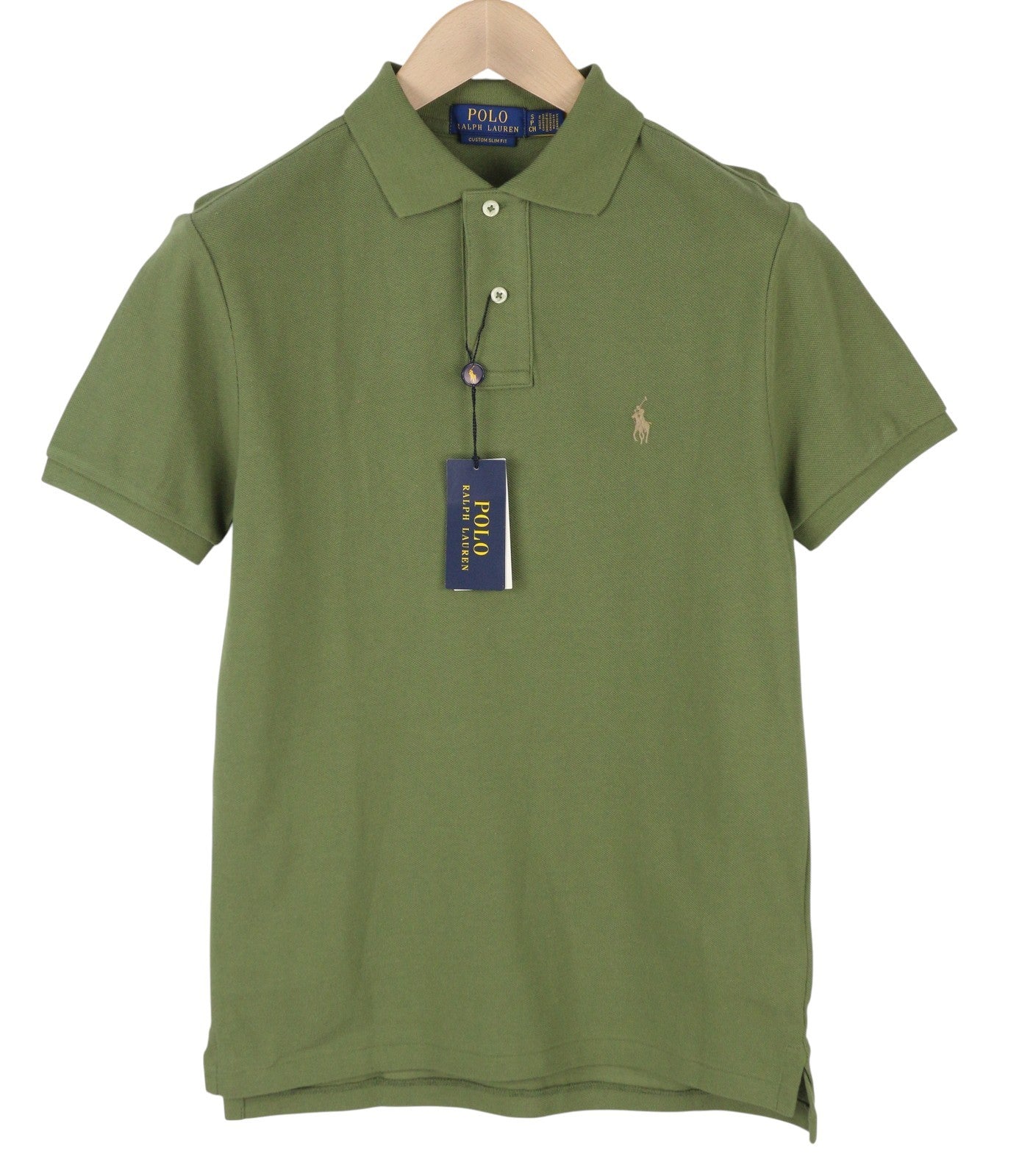 RALPH LAUREN Custom Slim Fit Men Polos 2XL Green Embroidered Logo Short Sleeve