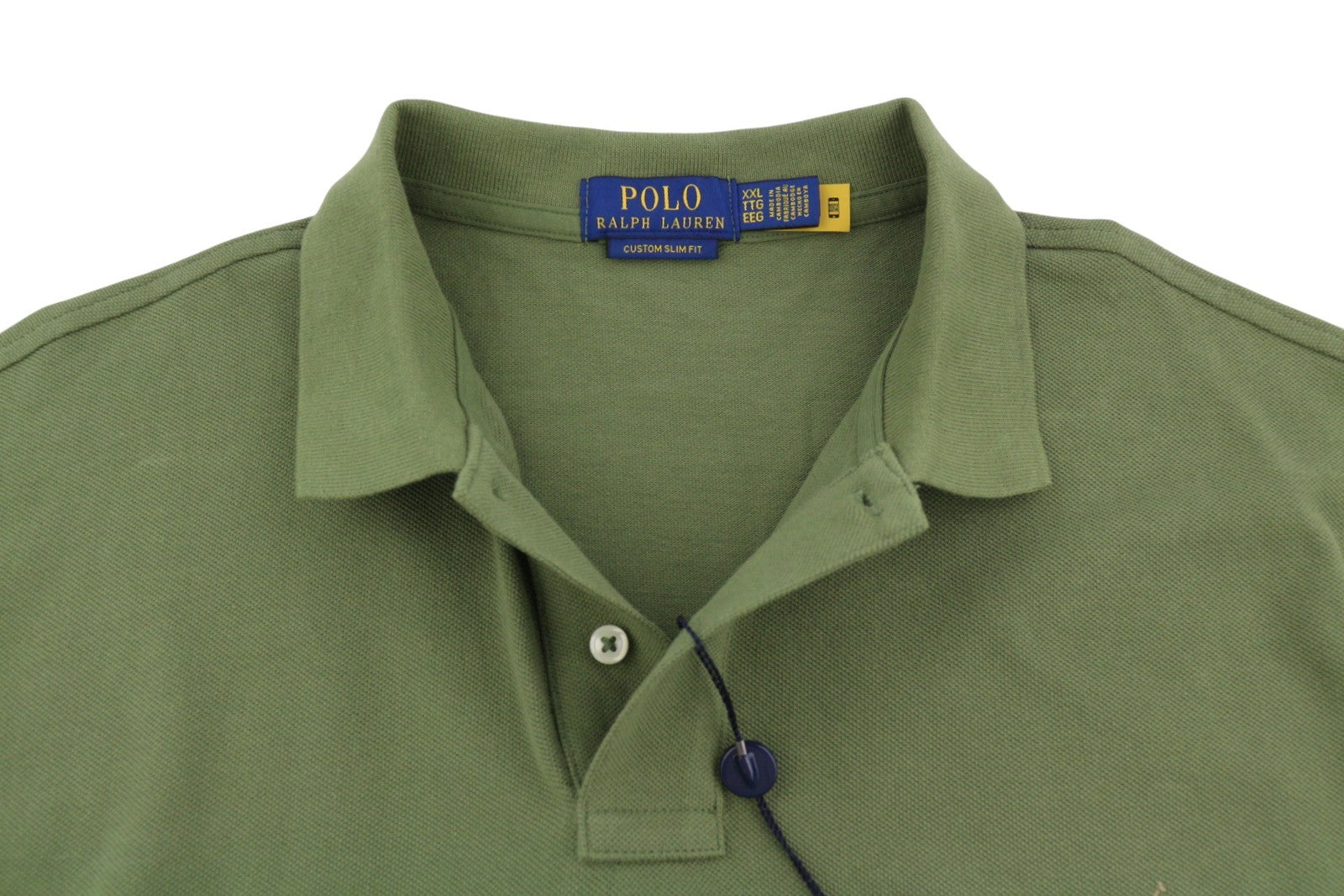 RALPH LAUREN Custom Slim Fit Men Polos 2XL Green Embroidered Logo Short Sleeve
