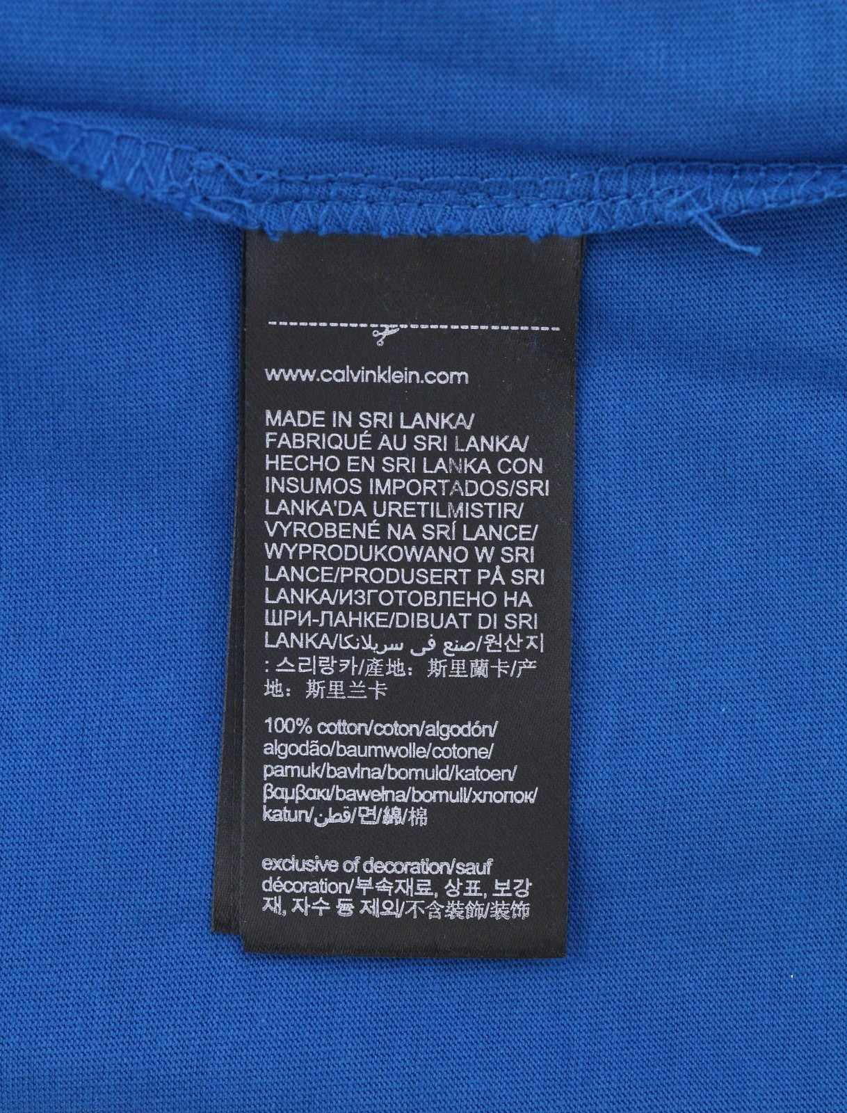 CALVIN KLEIN Men T-Shirt XL Blue Cotton Tricot Front Logo Short Sleeved