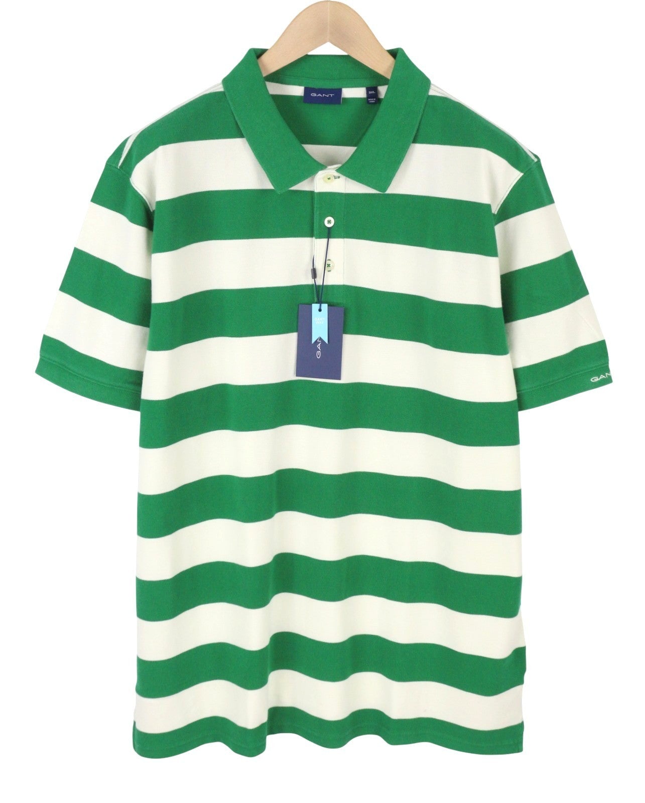 GANT Printed Barstripe Pique Rugger Men Polos 3XL Lavish Green Polo Neck