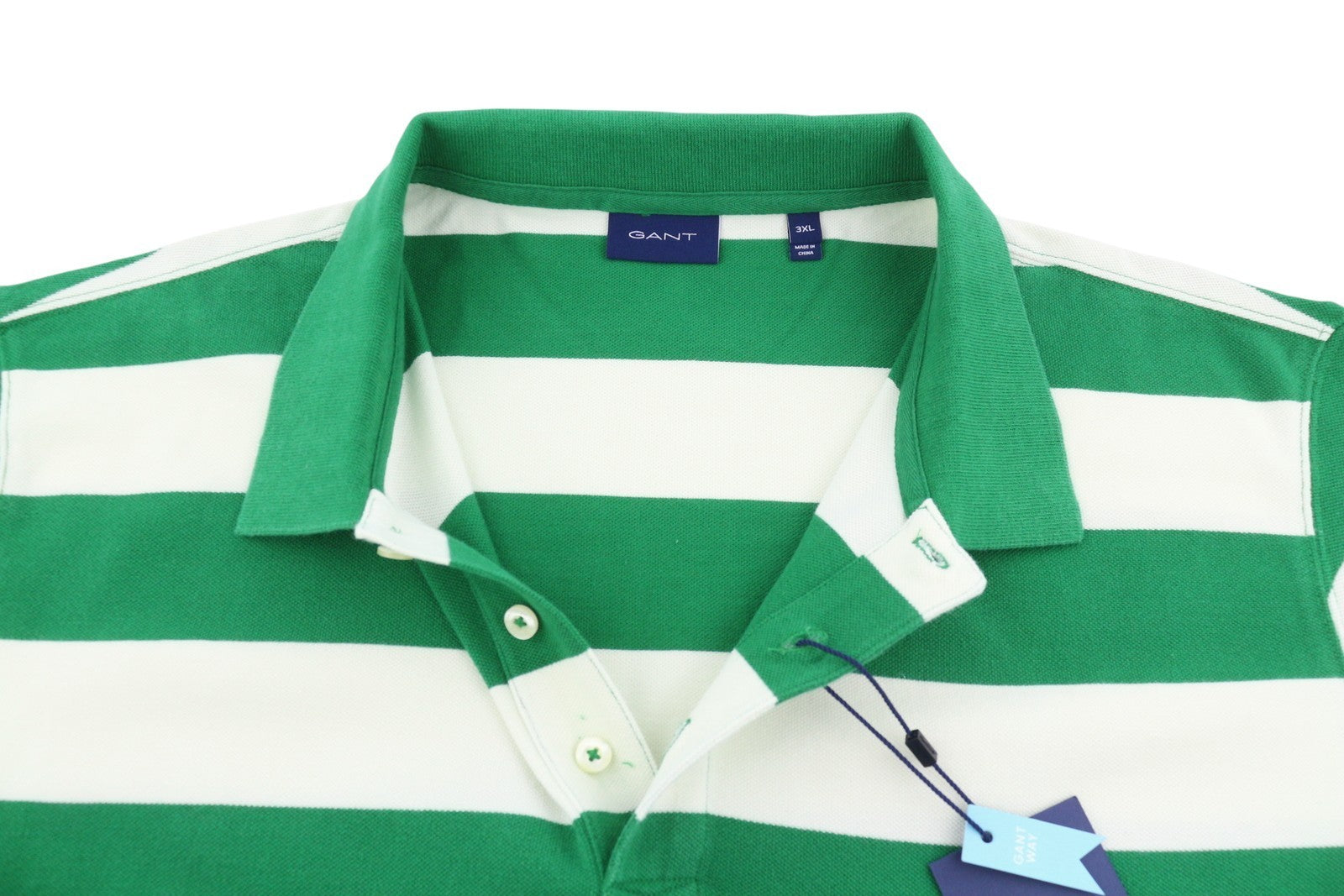 GANT Printed Barstripe Pique Rugger Men Polos 3XL Lavish Green Polo Neck