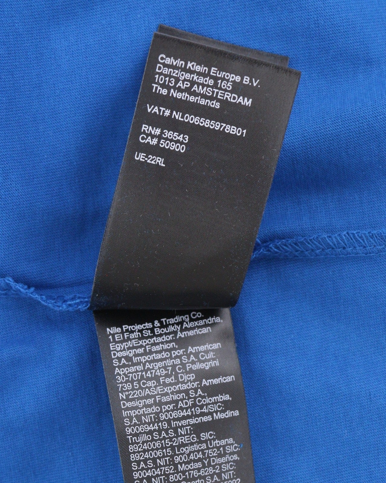 CALVIN KLEIN Men T-Shirt 2XL Blue Cotton Tricot Front Logo Short Sleeved