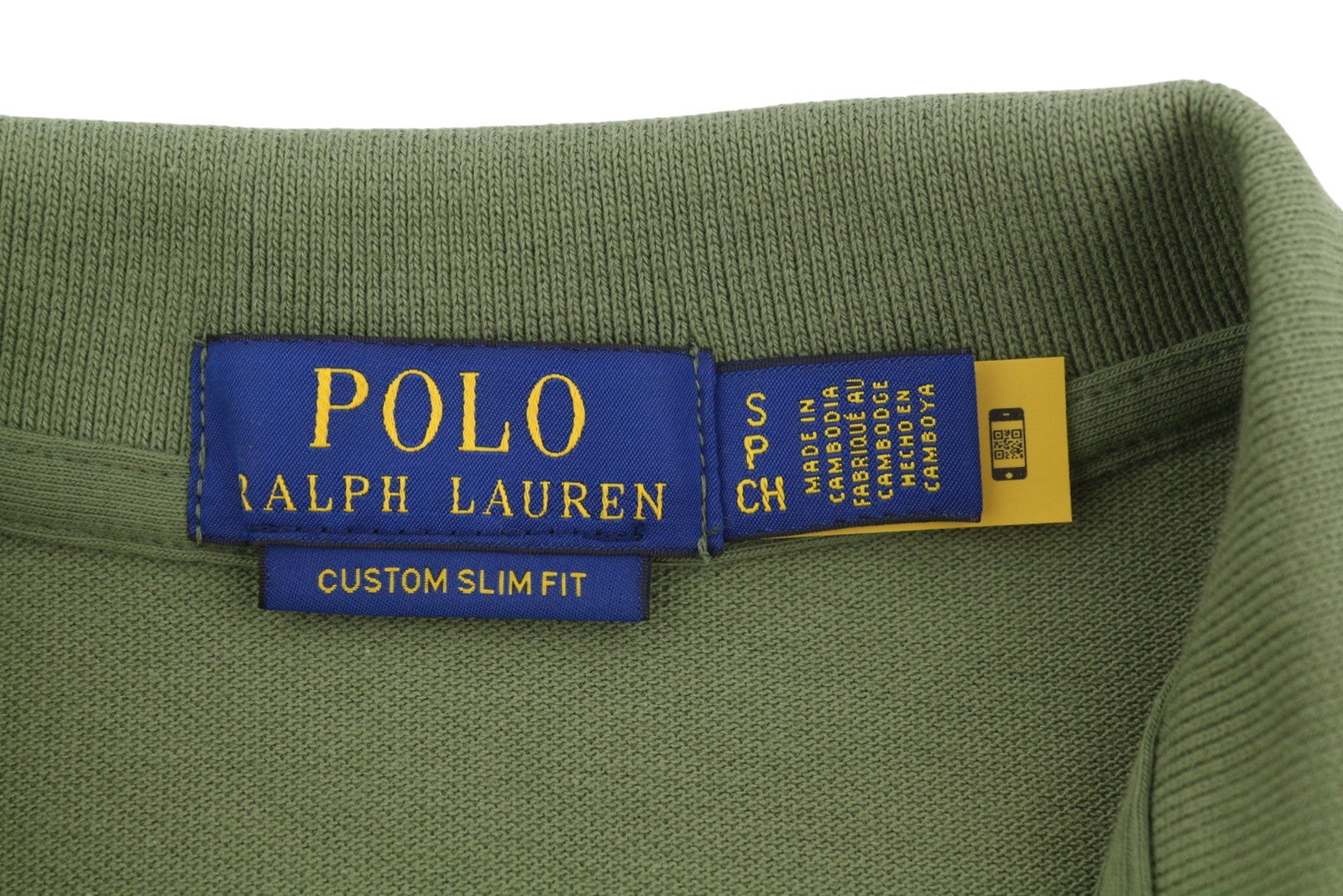 RALPH LAUREN Custom Slim Fit Men Polos S Green Embroidered Logo Short Sleeve