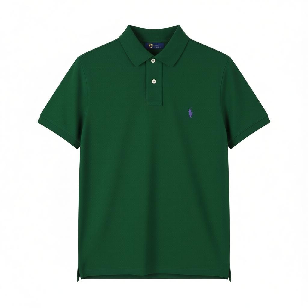RALPH LAUREN Slim Fit Men Polos M Green Embroidered Logo Cotton Short Sleeved